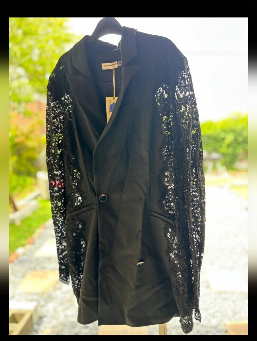 Ramy Brook Black Blazer with Lace Sleeves Size 6